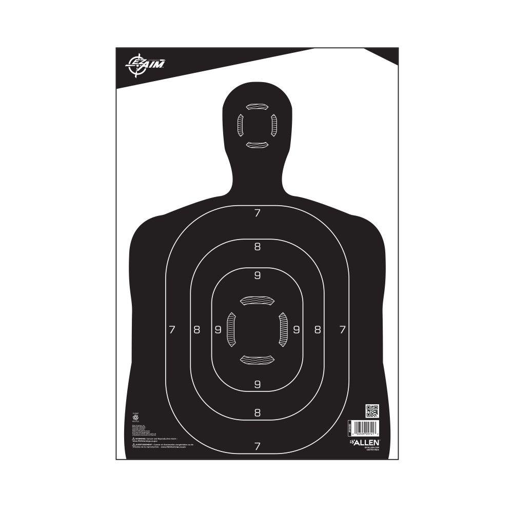 Allen EZ-Aim Silhouette Paper Shooting Targets 12W x 18H Black 100/ct