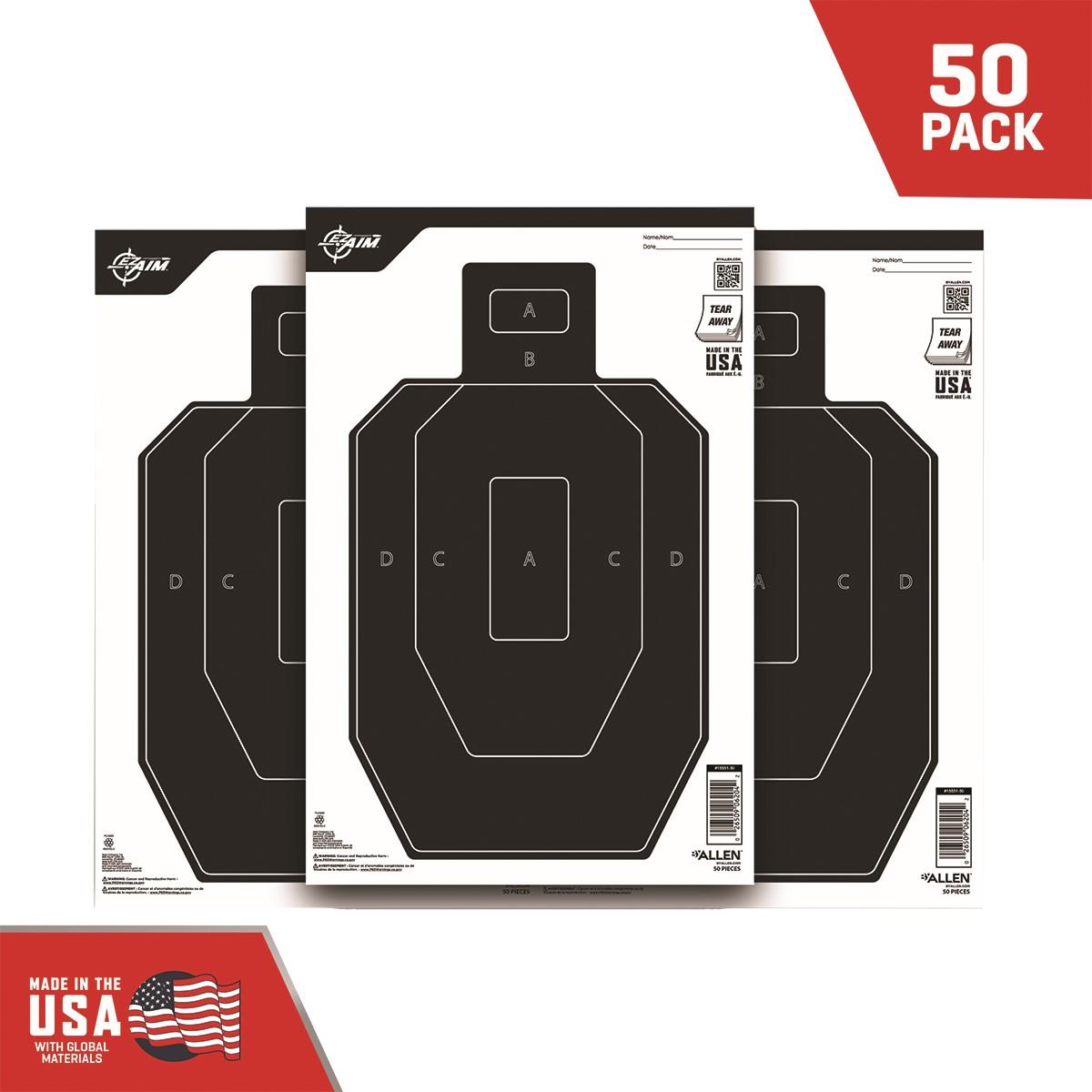 Allen EZ Aim Paper Targets, IPSC Silhouette, 12"x18", 50 Pack