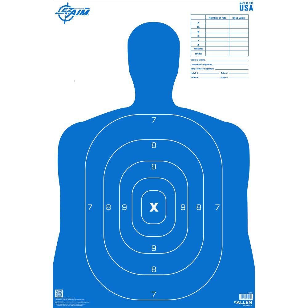 Allen 15745 EZ Aim B27 Pro Silhouette Paper Target Blue 23x35 50 Pack - The Allen Company, Inc.