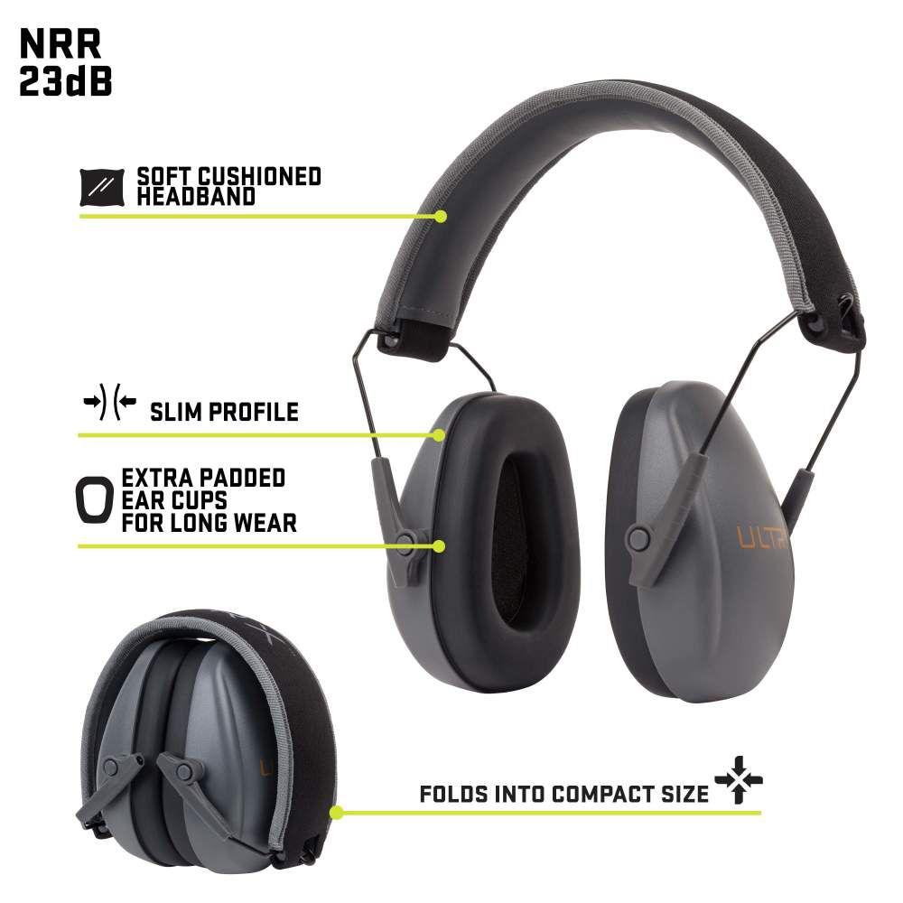 Allen ULTRX Slim Profile Passive Ear Muffs 23dB Grey