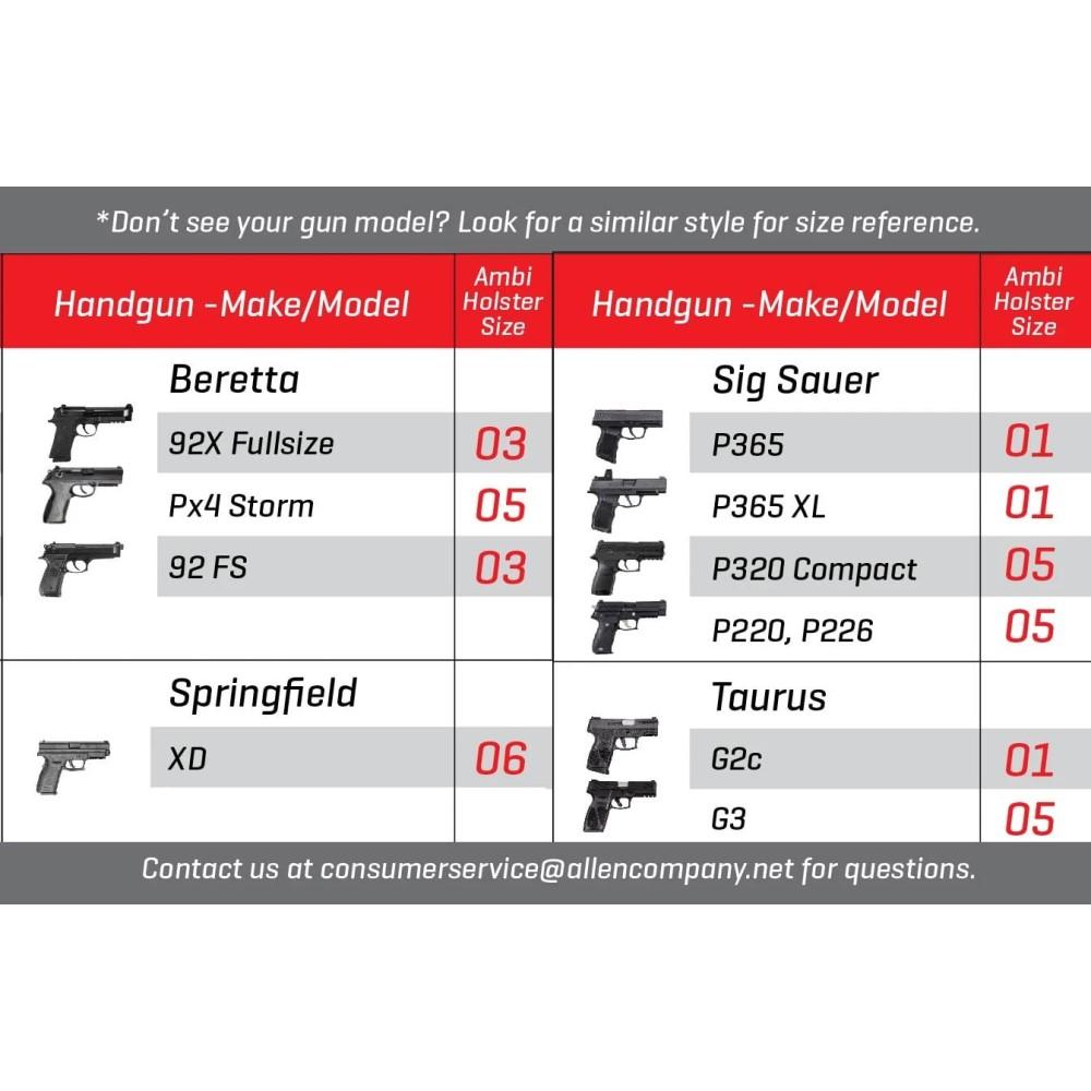 Allen Company Ambidextrous Belt Holster Size 1 For Medium Autos 3-4" Black Ambi