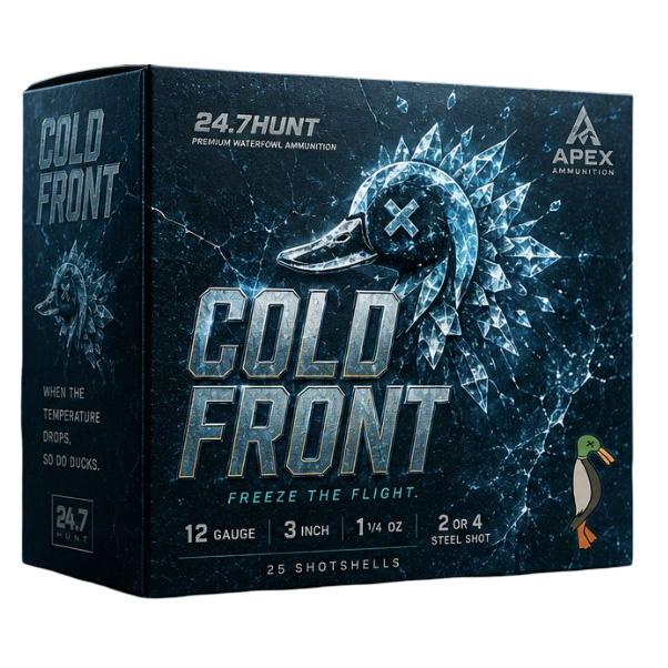 Apex Ammunition Cold Front Steel Shotshell Ammunition 12GA 3'' 1-1/4OZ #2 & #4 25/Ct