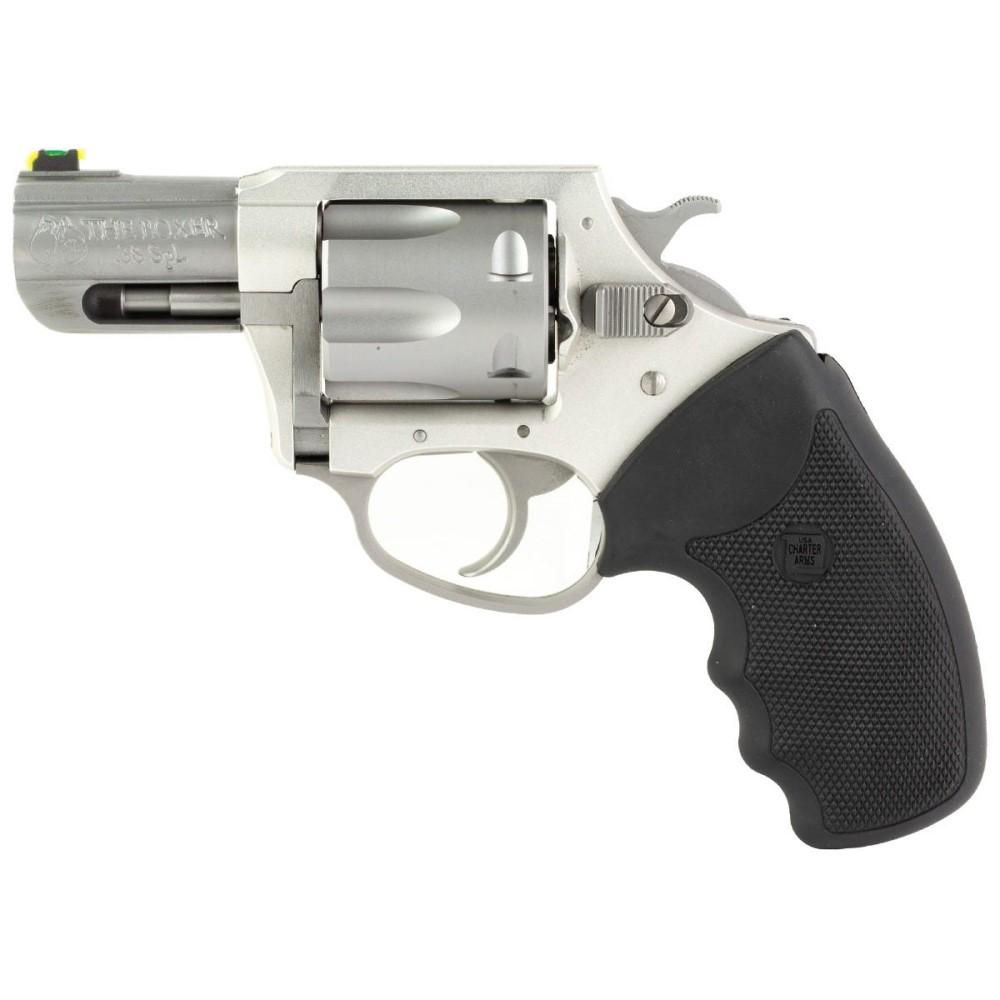 Charter Arms The Boxer Handgun .38 Spl 6rd Capacity 2.2" Barrel Silver with Black Grip .38 Special