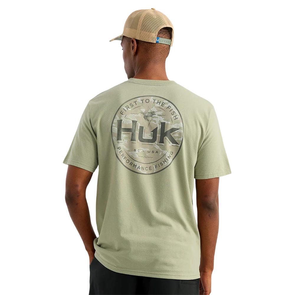 Huk Marlin Circle Short Sleeve Pocket Shirt Seagrass M