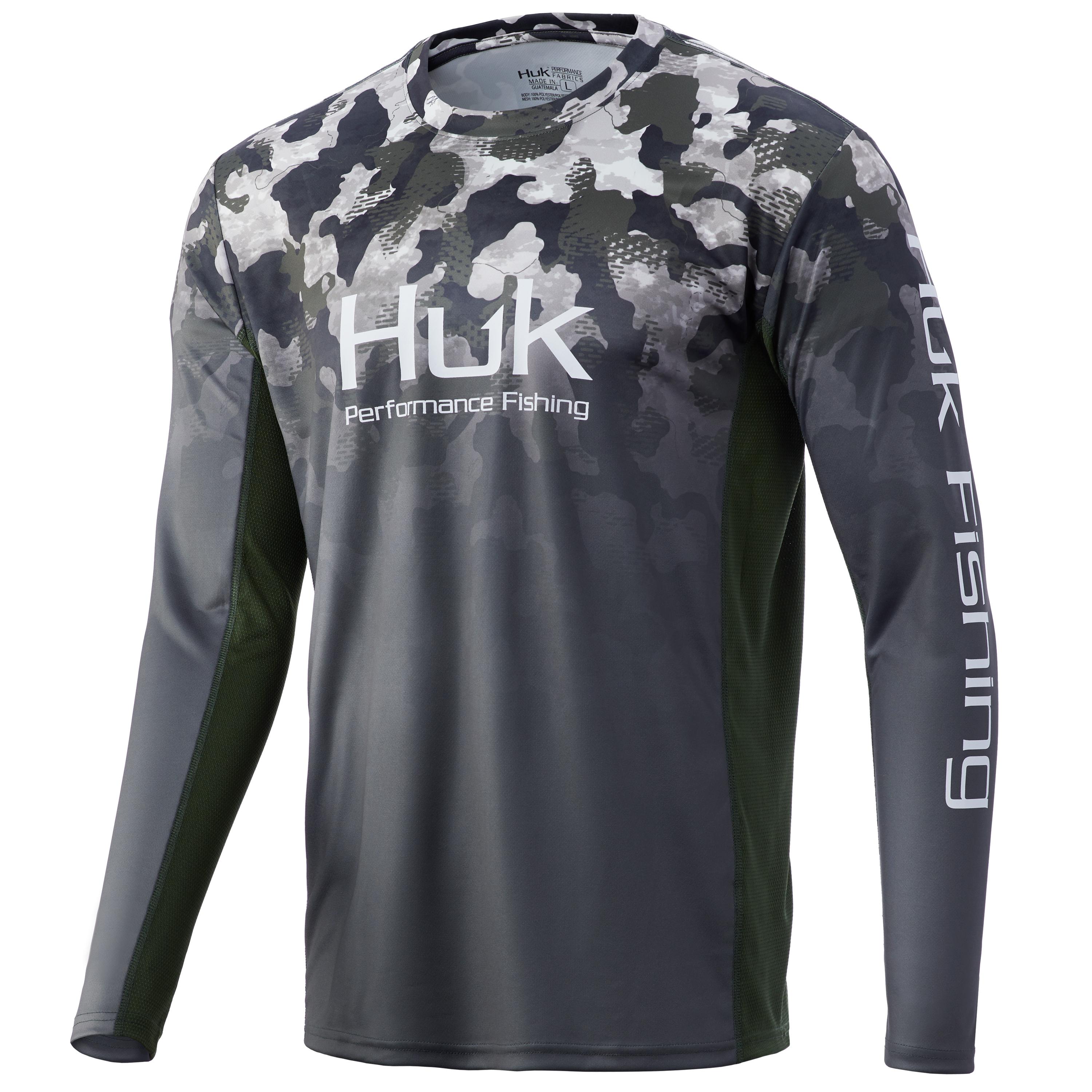 Huk H1200288-973 Icon X Camo Fade LS Shirt, Hunt Club, Size S