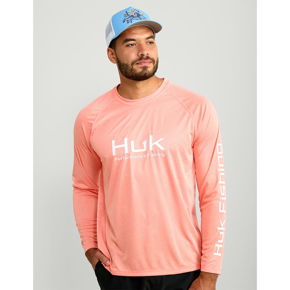 Huk H1200524-809 Vented Pursuit Long Sleeve Shirt Fresh Salmon 2XL