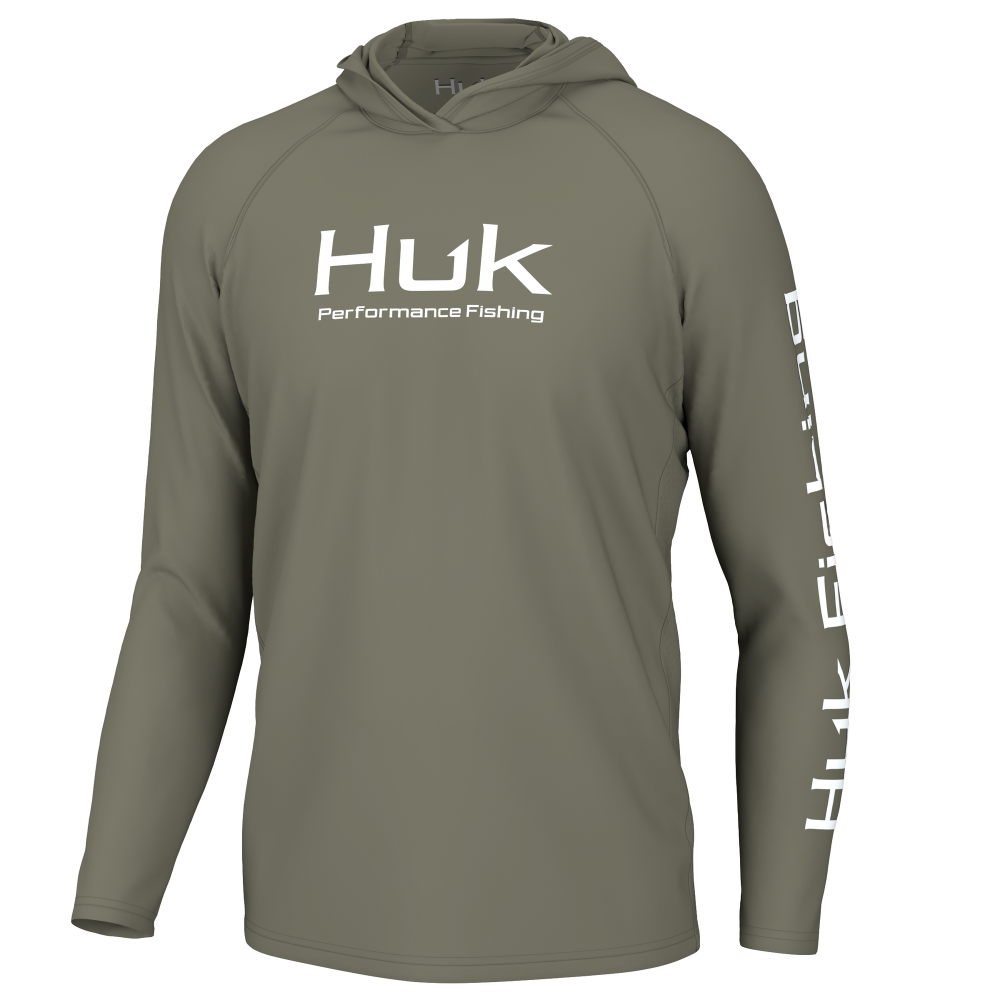 Huk H1200525-316-M Vented Pursuit Long Sleeve Hoodie Moss UPF 50+ M