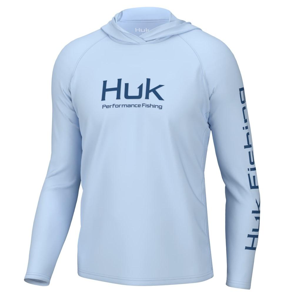 Huk H1200525-476-S Vented Pursuit Hoodie Ice Water S, UPF 50+, Mesh Sides