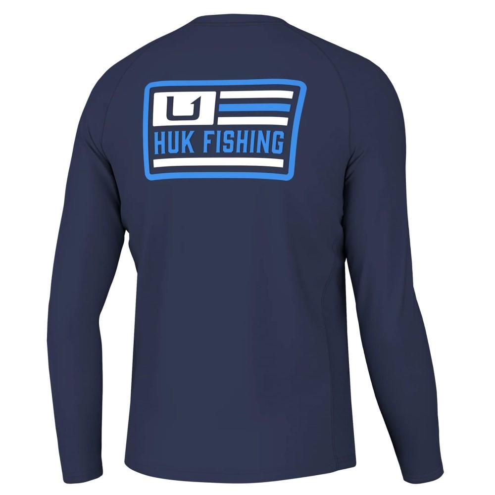 Huk H1200545-413-S Farm Pursuit Long Sleeve Shirt Naval Academy S UPF 50
