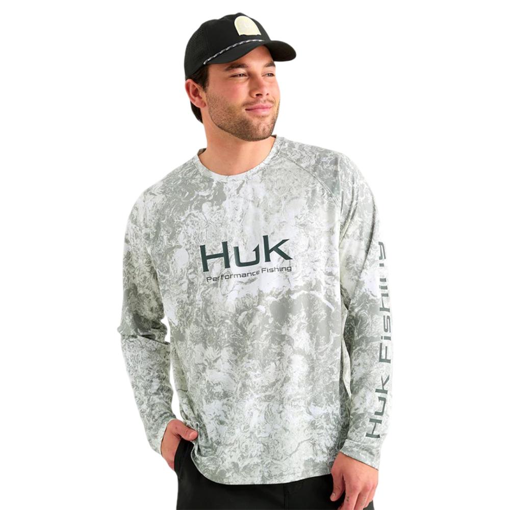 Huk Mossy Oak Pursuit Performance Long Sleeve Crew Shirt MO Seagrass S