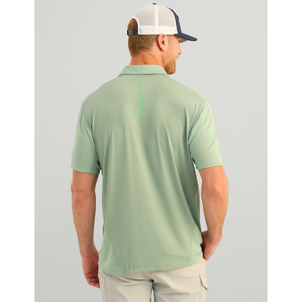 Huk Icon Polo Short Sleeve Shirt Fog Green L