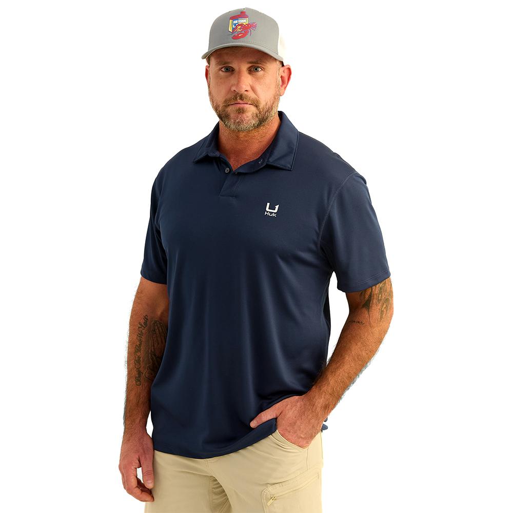 Huk H1200639-413-XL Icon Polo Shirt Naval Academy XL Short Sleeve