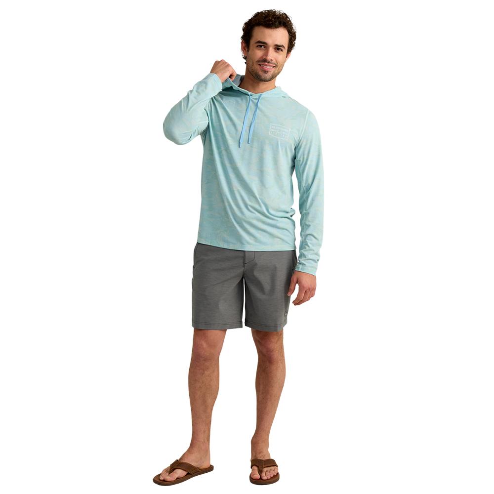Huk Drift Performance Hoodie Long Sleeve Shirt Heron Blue S