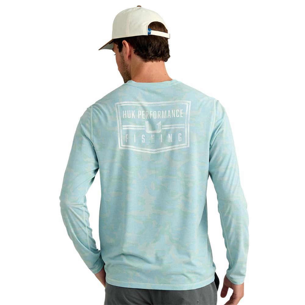 Huk Drift Performance Long Sleeve Shirt Heron Blue S