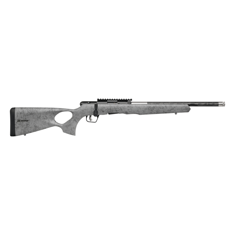 Savage Arms B22 Timberlite Thumbhole Rifle .22 LR 10rd Magazine 18" 1/2x28 Threaded Barrel Grey with Black Spiderweb