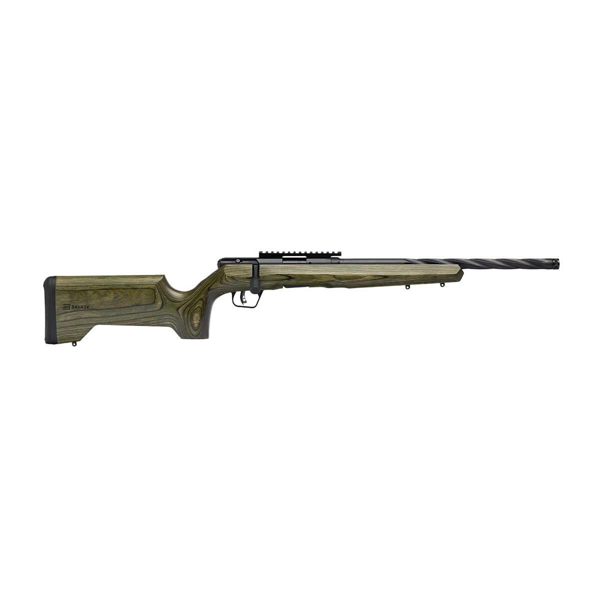 Savage Arms B22 Timber Tactical Rifle .22 WMR 9rd Magazine 18 Threaded Spiral Barrel Green Laminate Stock