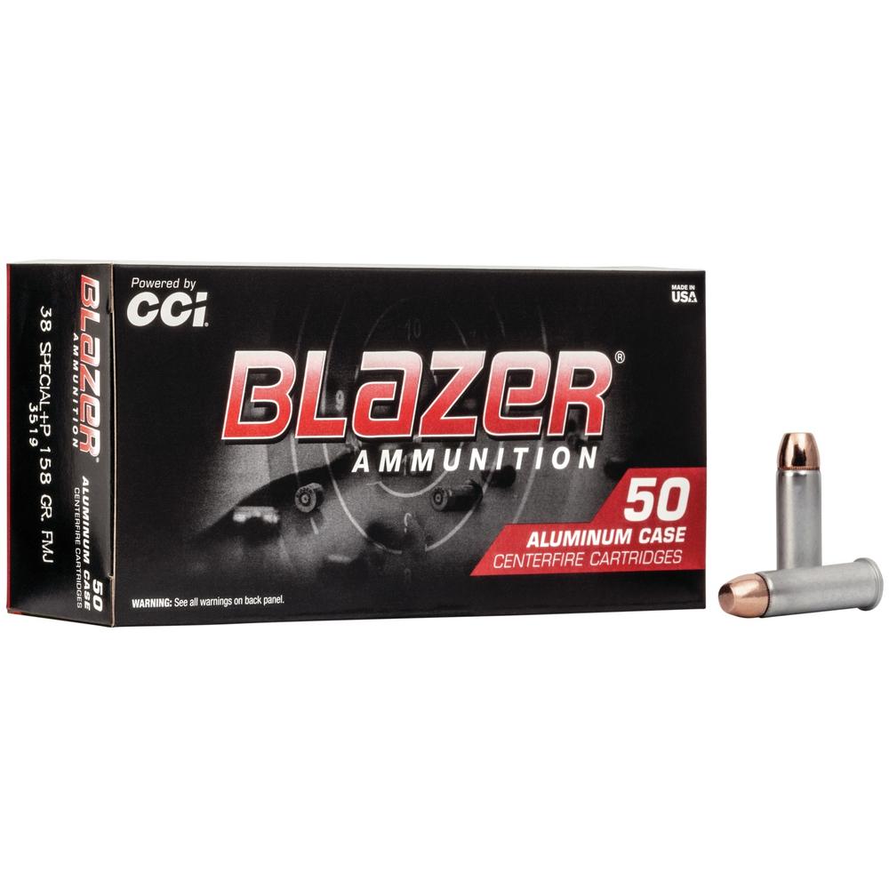 CCI Blazer Aluminum Handgun Ammunition .38 Spl +p 158 gr. FMJ 850 fps 50/ct .38 Special