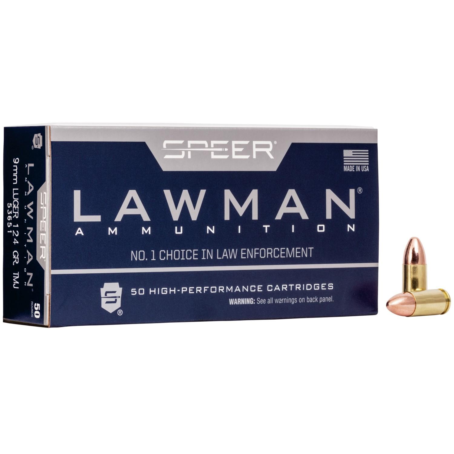 Speer Lawman Handgun Ammunition 9mm Luger 124 gr TMJ 1090 fps-img-0