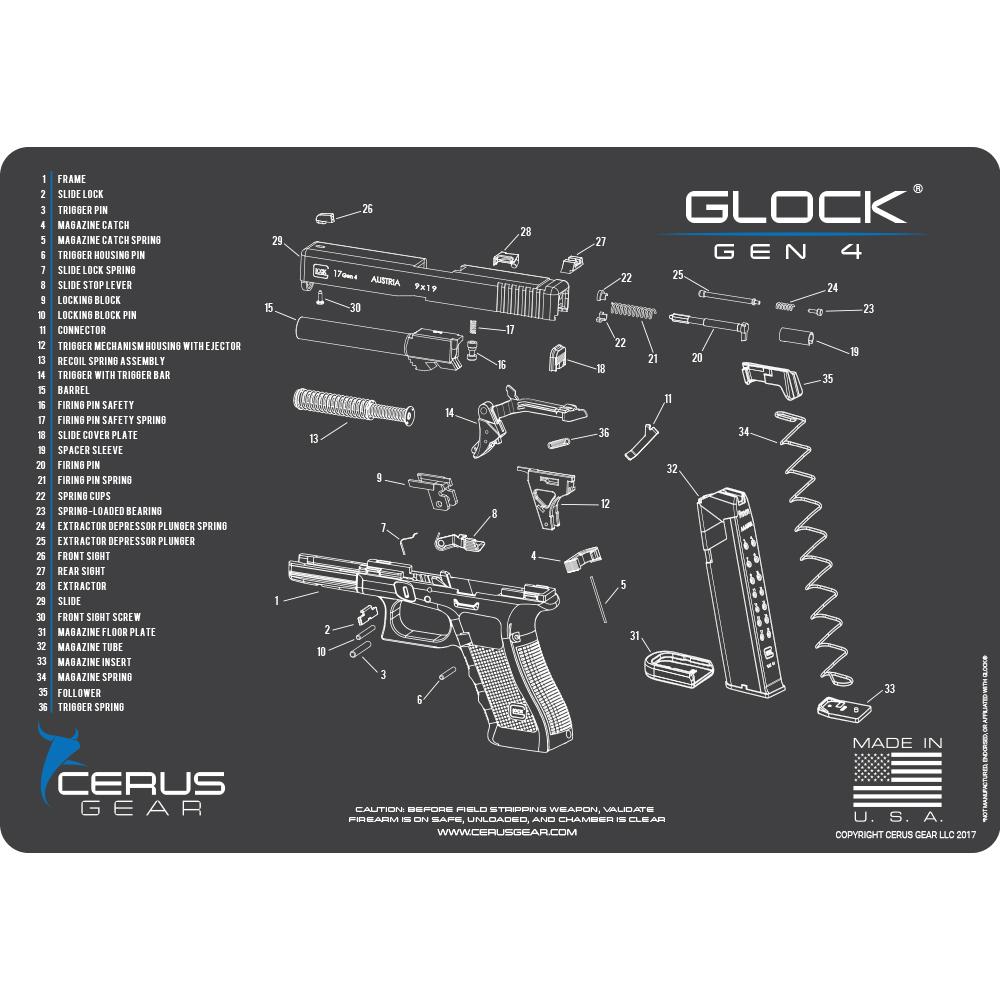 Cerus Gear 12x17 Glock G4 Schematic Promat - Gray-img-1