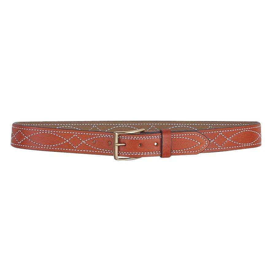 DeSantis Fancy Stitch Lined Belt 1.5" Tan Size 42-img-1