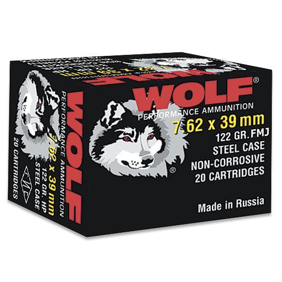 Wolf WPA Polyformance Rifle Ammunition 7.62x39mm 123 gr FMJ 2396 fps 20/ct