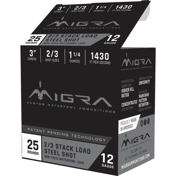 Migra Waterfowl Steel Shot Shot Shells 12 ga 3" 1-1/4 oz #2#3 1430 fps 25/ct