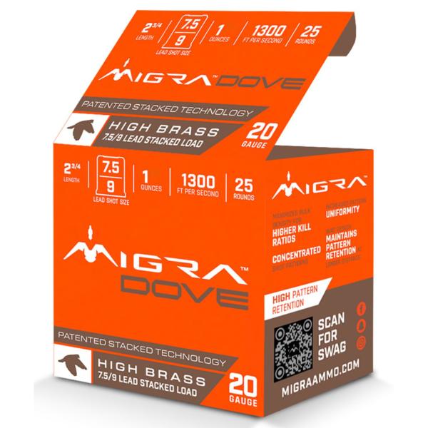 Migra Field Lite Stacked Shotshells 20ga 2-3/4" 1oz 1350 fps #7.5 & #9 25/ct