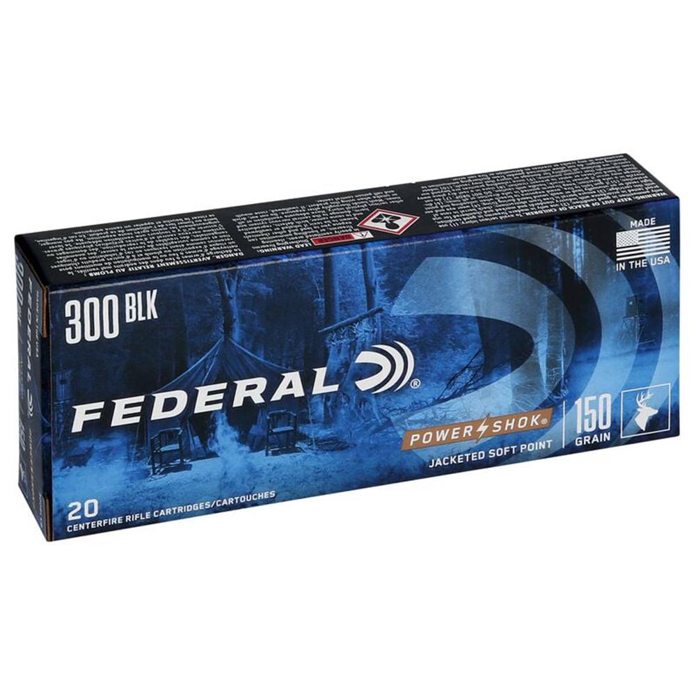 Federal Power-Shok Rifle Ammunition .300 AAC Blackout 150 gr SP 1900 fps 20/ct .300 Blackout