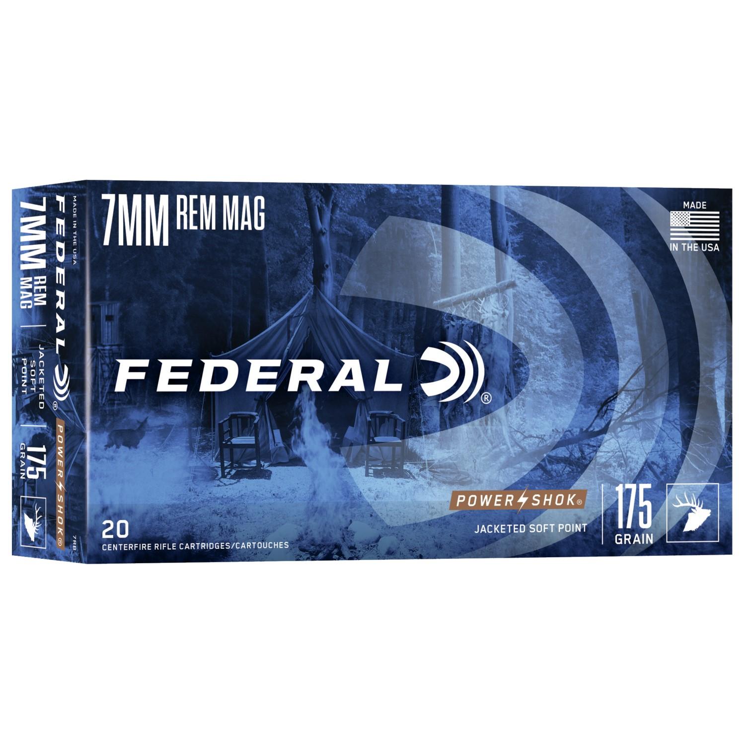 Federal 7RB Power-Shok 7mm Rem Mag 175gr SP Ammo 2860fps 20ct