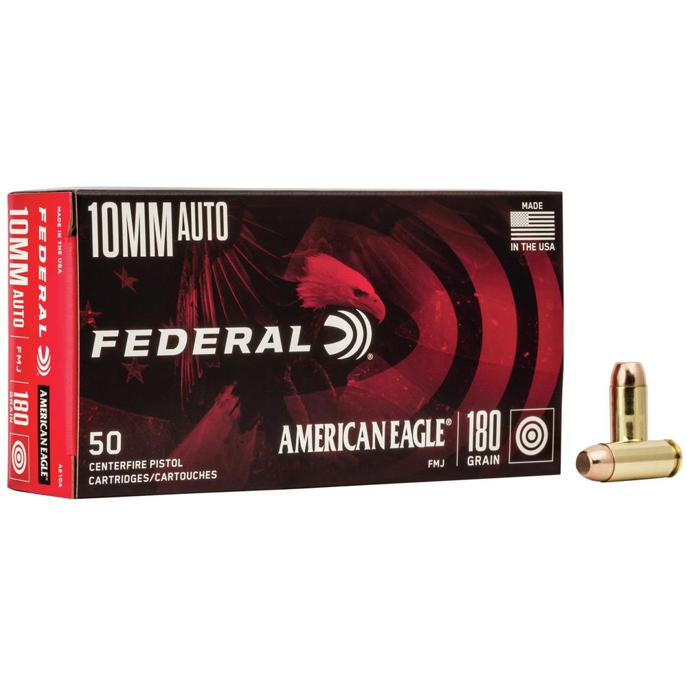 Federal Cartridge American Eagle Handgun Ammunition 10mm Auto 180 gr FMJ 1030 fps 50/rd