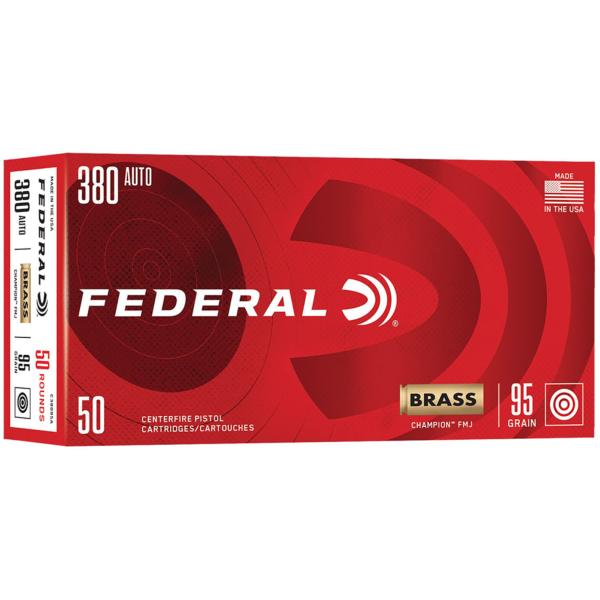Federal Champion Handgun Ammunition .380 Auto 95gr FMJ 990 fps 50/ct