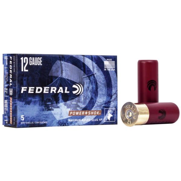 Federal Power Shok Shotshells 12 ga 2-3/4" 1 oz 1610 fps Slug 5/rd