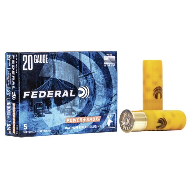 Federal Power-Shok Rifled Slug 20 ga 2-3/4" 3/4 oz Slug 1600 fps 5/ct