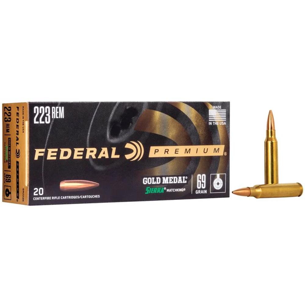 Federal GM223M 223 Rem 69 Grain Sierra MatchKing BTHP 20 Rounds - Federal Premium Ammunition - SIERRA MATCHKING BTHP