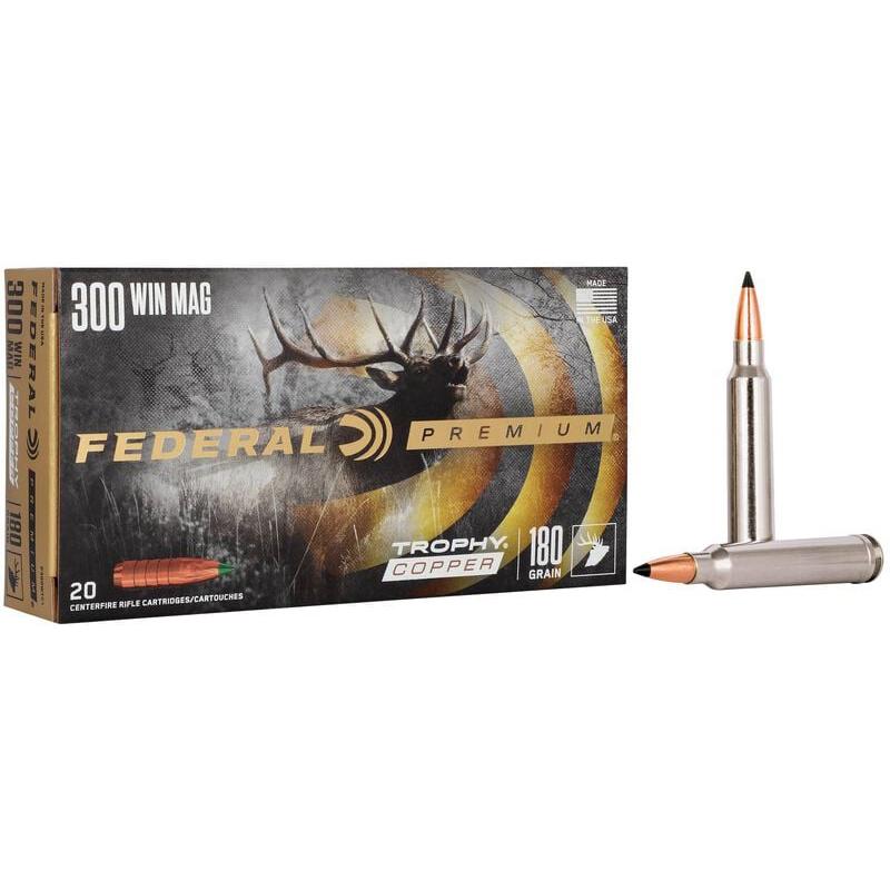 Federal trophy copper rifle ammunition 300 win mag 180gr pt 2960 fps