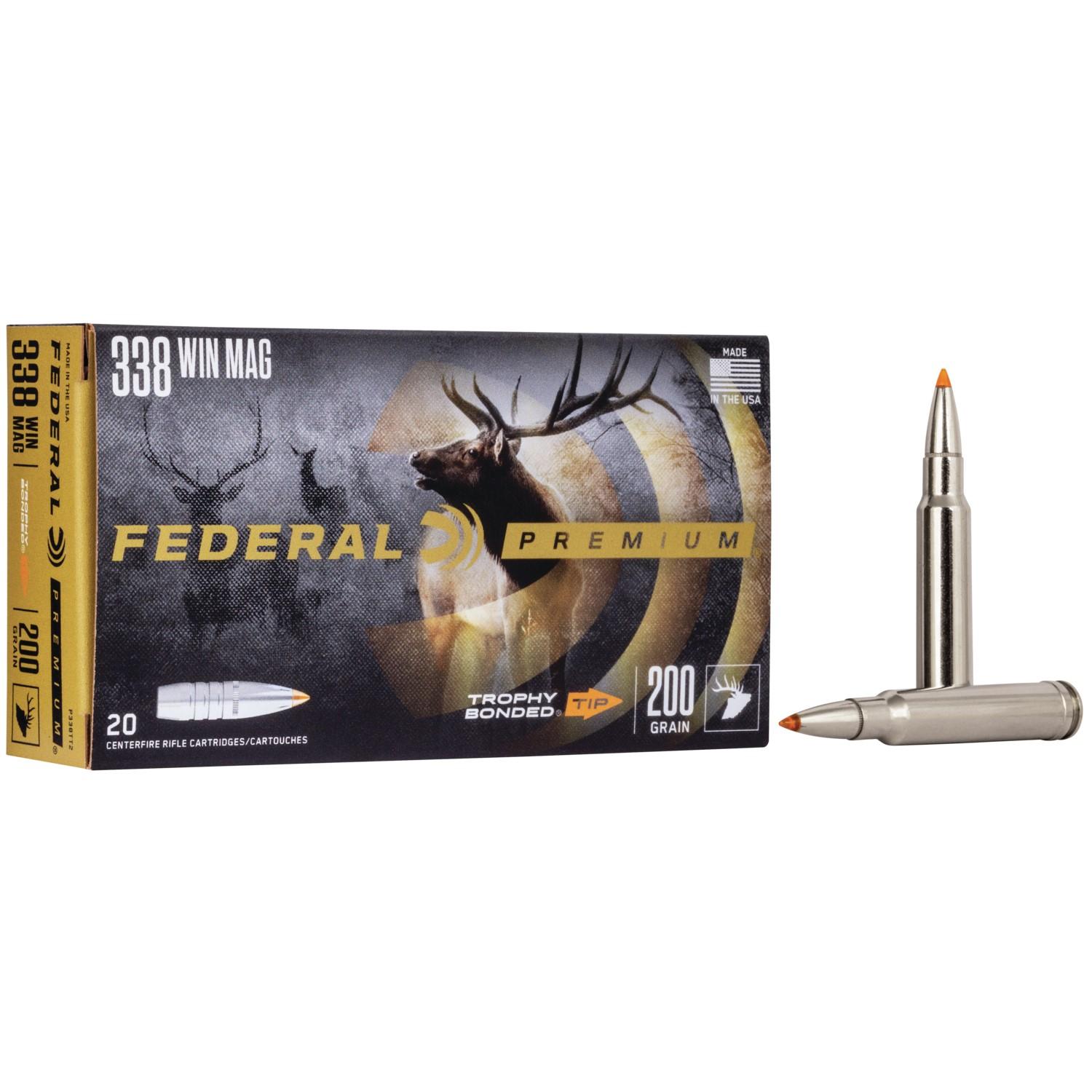 Federal Premium Trophy Bonded Tip 338 Winchester Magnum 200 Grain 20 Rounds