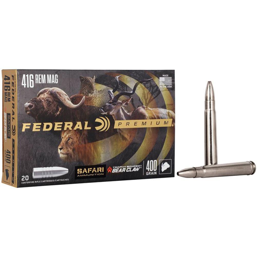 Federal P416RT1 416 Remington Magnum 400 Grain Trophy Bonded Bear Claw