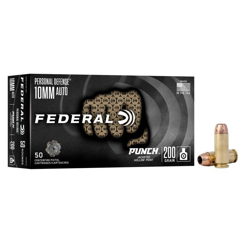 Federal Personal Defense Punch Handgun Ammunition 10mm Auto 200gr JHP 1100 fps 50/ct