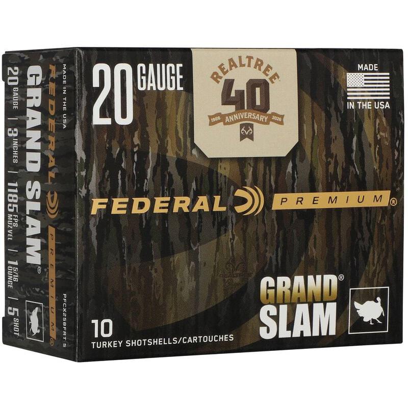 Federal Grand Slam Realtree 40th Anniversary Shotshells 20ga 3 1-5/16oz 1185 fps #5 10/ct