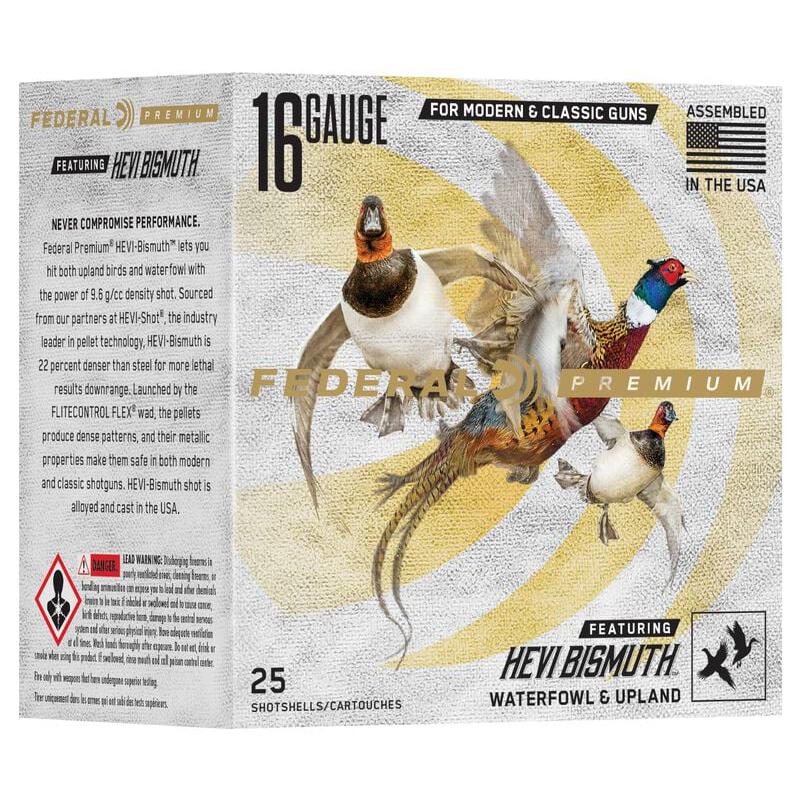 Federal Premium HEVI-Bismuth Shotshells 16ga 2-3/4 1-1/8oz 1400 fps #5 25/ct