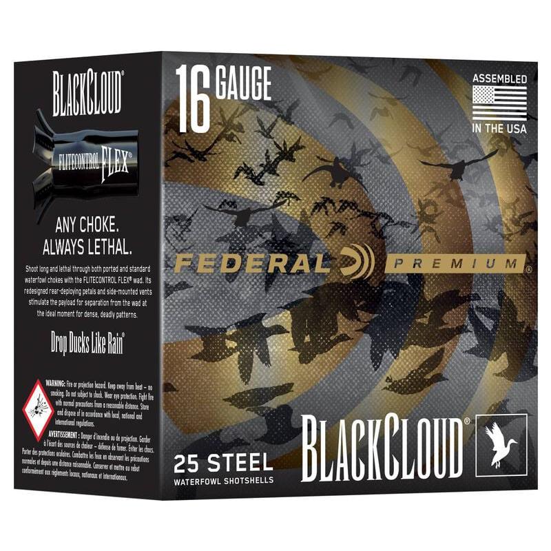 Federal Black Cloud Waterfowl Shotshells 16ga 2-3/4 7/8oz 1450fps #4 25/ct