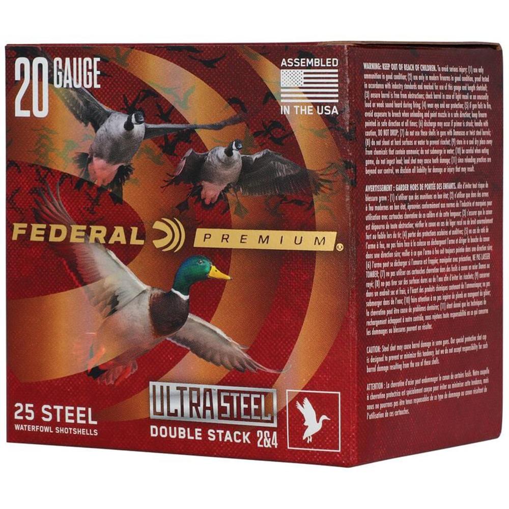 Federal Premium Ultra Steel Shotshells 20ga 3" 1oz 1400 fps #2 & #4 10/ct