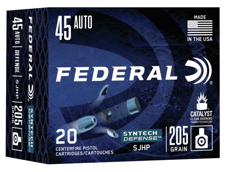 Federal 45 ACP 205gr Syntech Defense – Reliable .45 ACP Defense Ammo, 970 fps, 20 Rounds