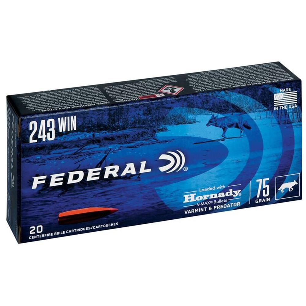 Federal Varmint & Predator rifle Ammunition .243 Win 75 gr V-Max 20/ct