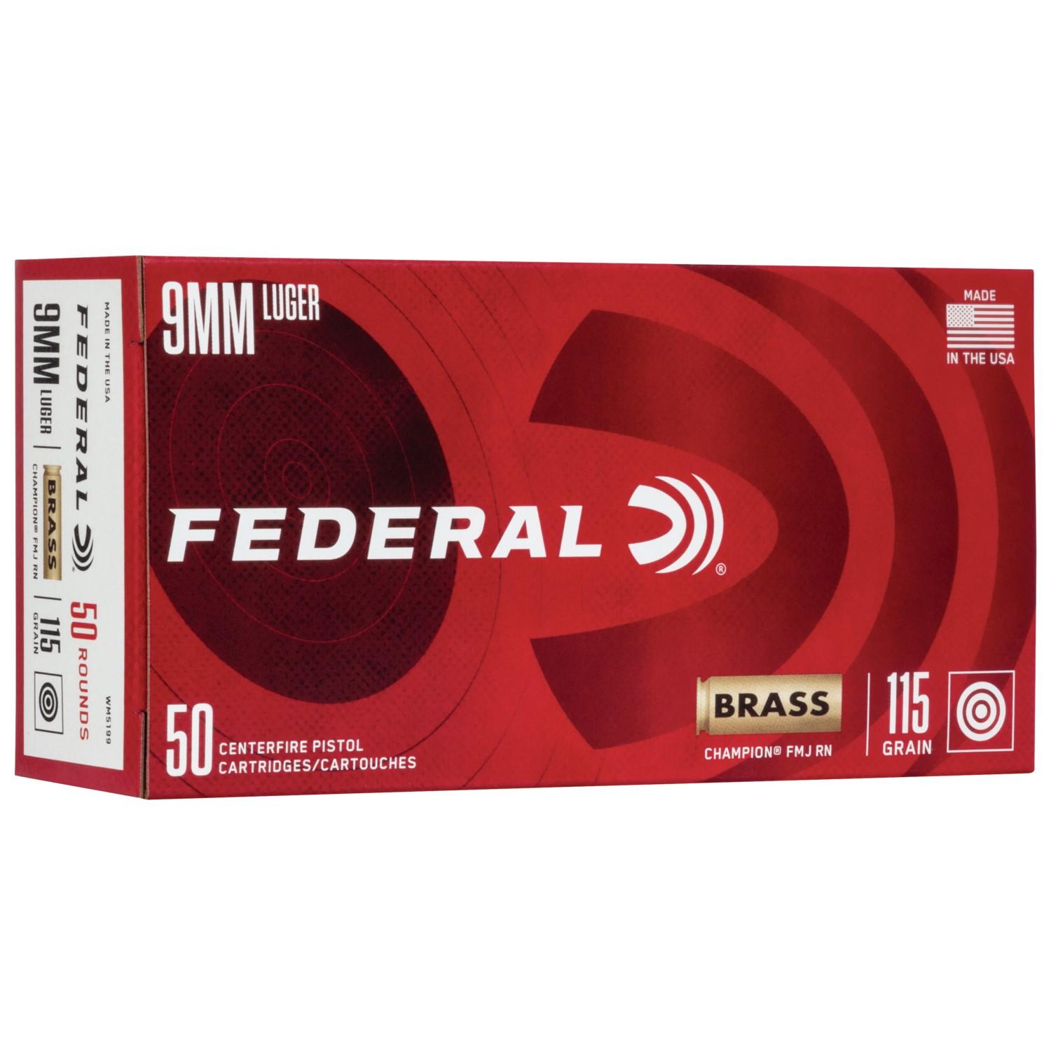 Federal Champion Training Handgun Ammunition 9mm Luger 115 gr FMJ 1125 fps 1000/ct Case
