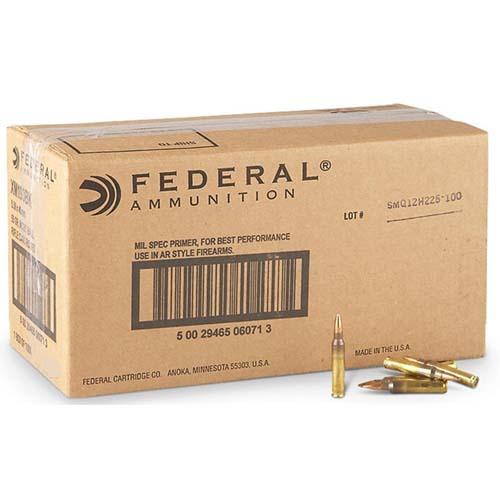 Federal XM193 Rifle Ammunition 5.56mm 55 gr FMJ 3165 fps 500/ct Case (25-20/ct Boxes)