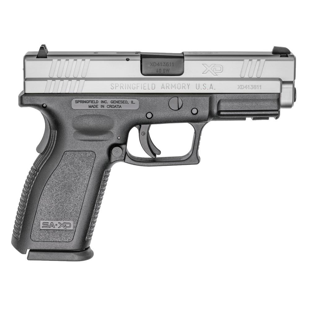 Springfield Armory XD Service Model Handgun .40 S&W 10RD Magazines (2) 4" Barrel Black with Silver Slide
