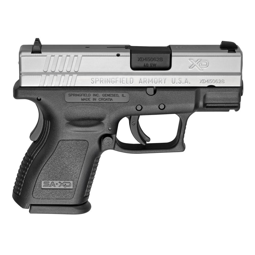Springfield Armory XD9822 XD-40 Sub-Compact Pistol, 3" Hammer Forged Melonite Barrel, 10-Round Stainless Steel Mag, Black Polymer Frame, Stainless Slide, Picatinny Rail