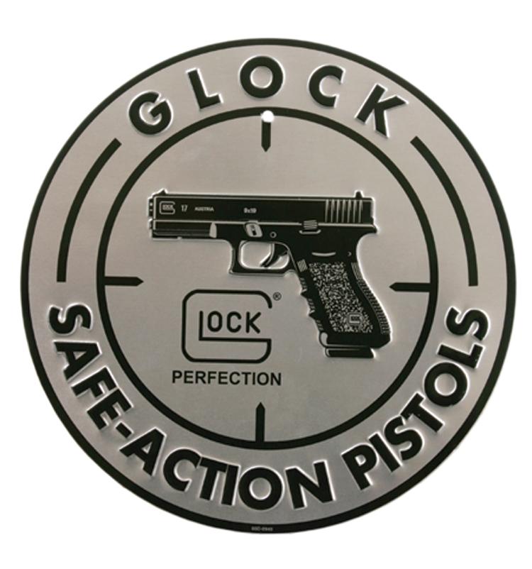 Glock Safe Action Aluminum Sign | 12" Diameter | Brushed Aluminum |-img-0