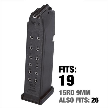 Glock Handgun Magazine for Glock 19/26 Gen3 9mm Luger Black -15rd Mag-img-0